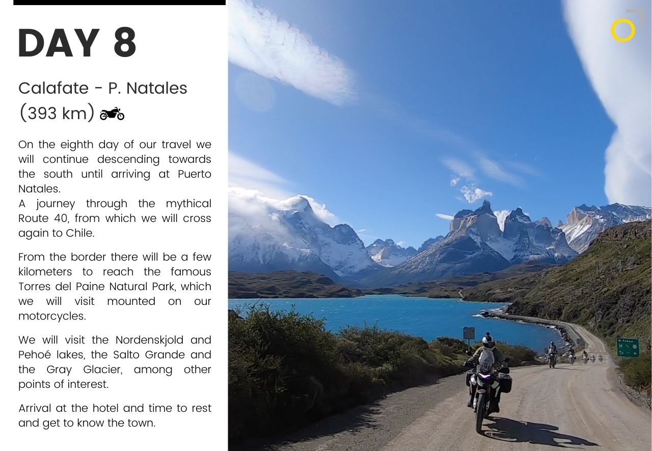 Motorcycle tour Patagonia Calafate Puerto Natales
