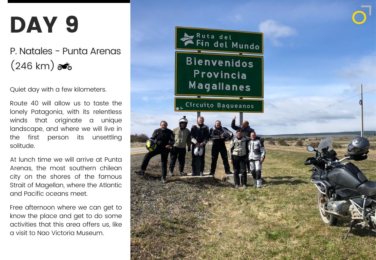 Motorcycle tour Patagonia Puerto Natales Punta Arenas