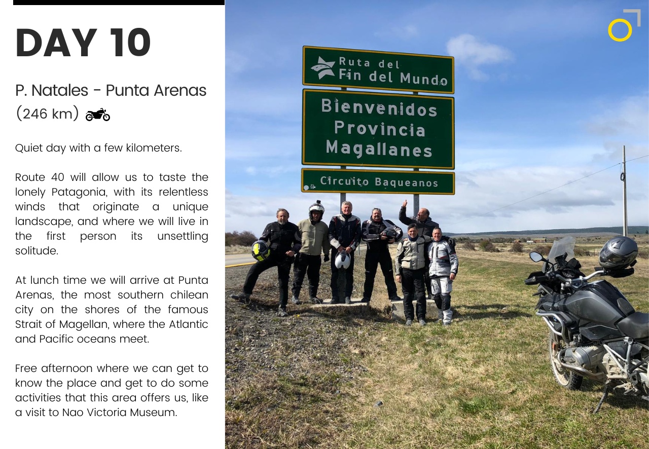 Motorcycle tour Patagonia Puerto Natales Punta Arenas